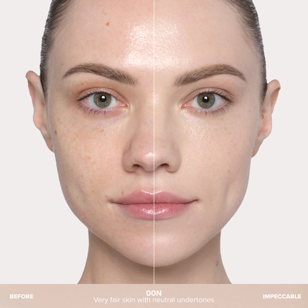 00N | Impeccable Blurring Second-Skin Matte Foundation Before & After
